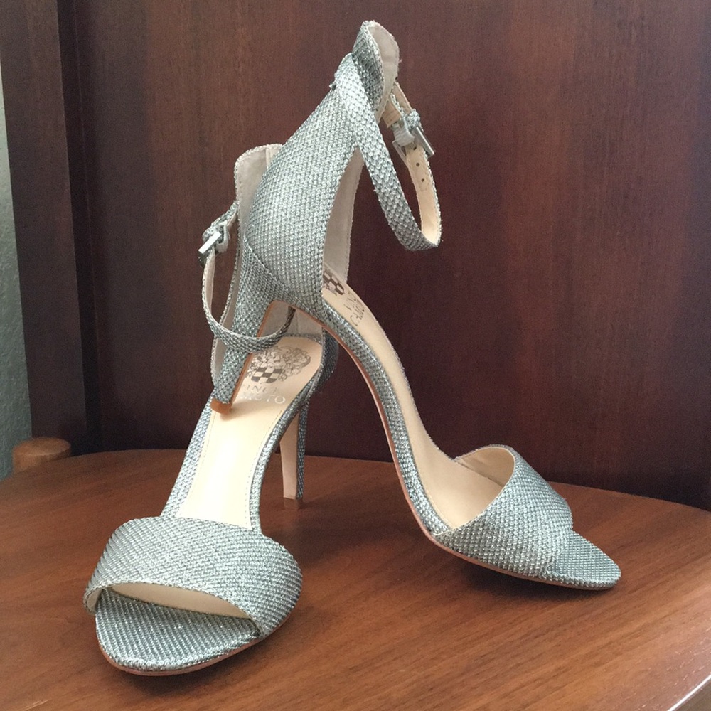 Vince Camuto-Court Silver Flash Fabric Heels